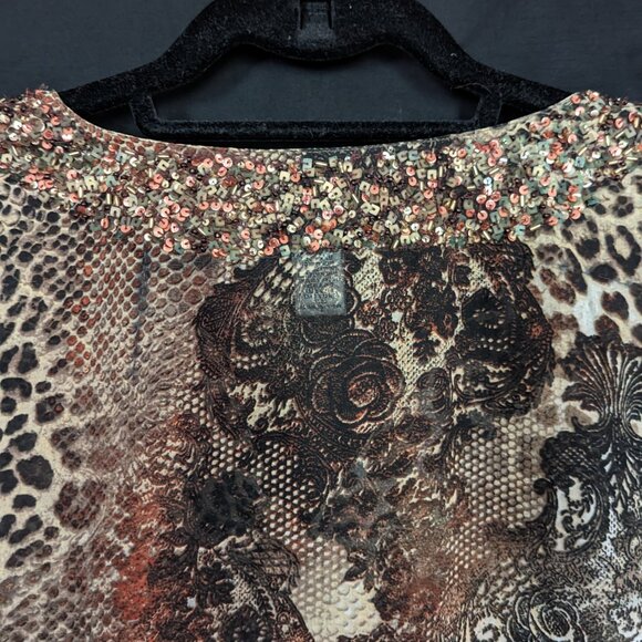 Chico's leopard print sheer tunic size 1 - Picture 3 of 5